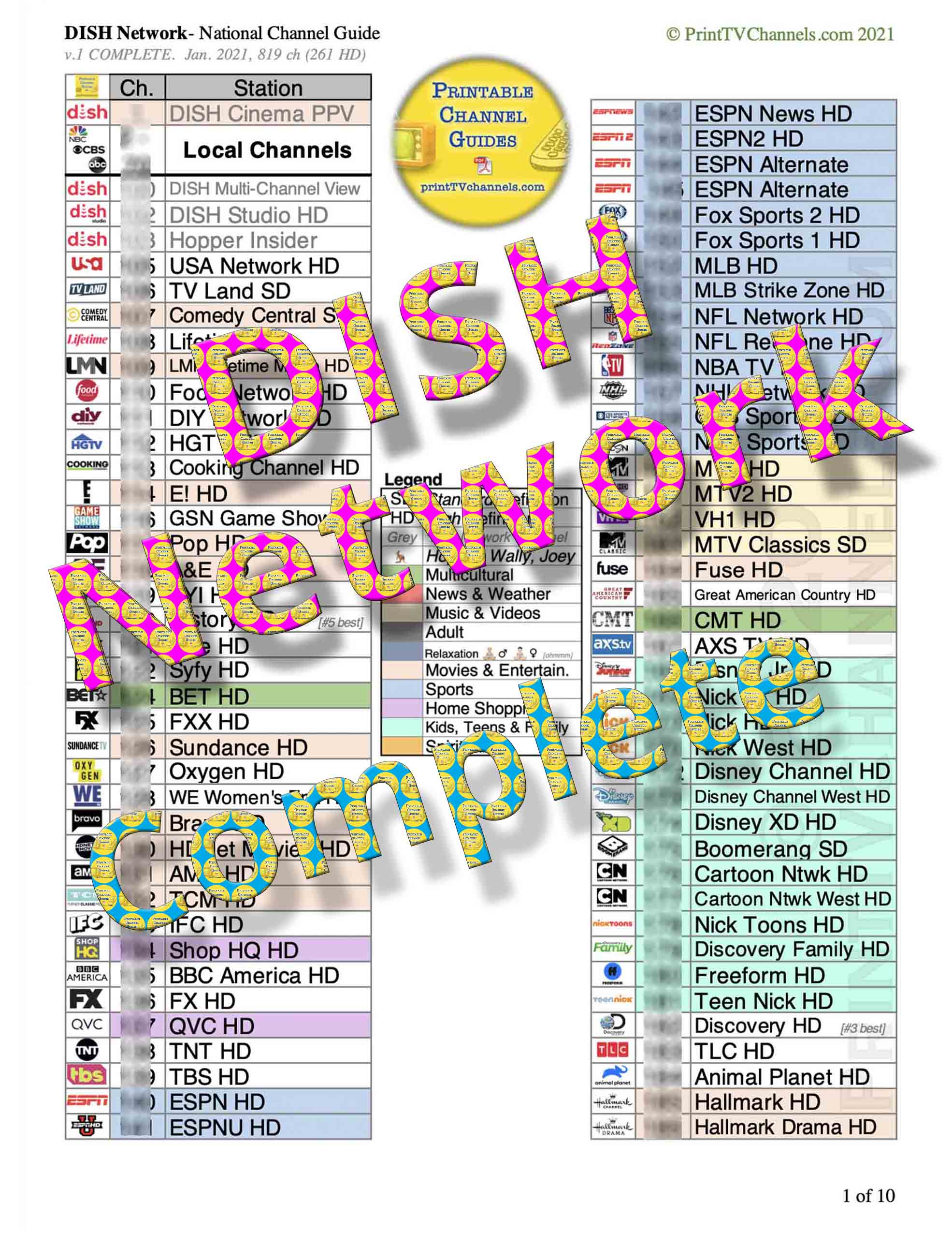 Packages Dish Channel Guide Printable / Top Dish Flex Pack Channel List