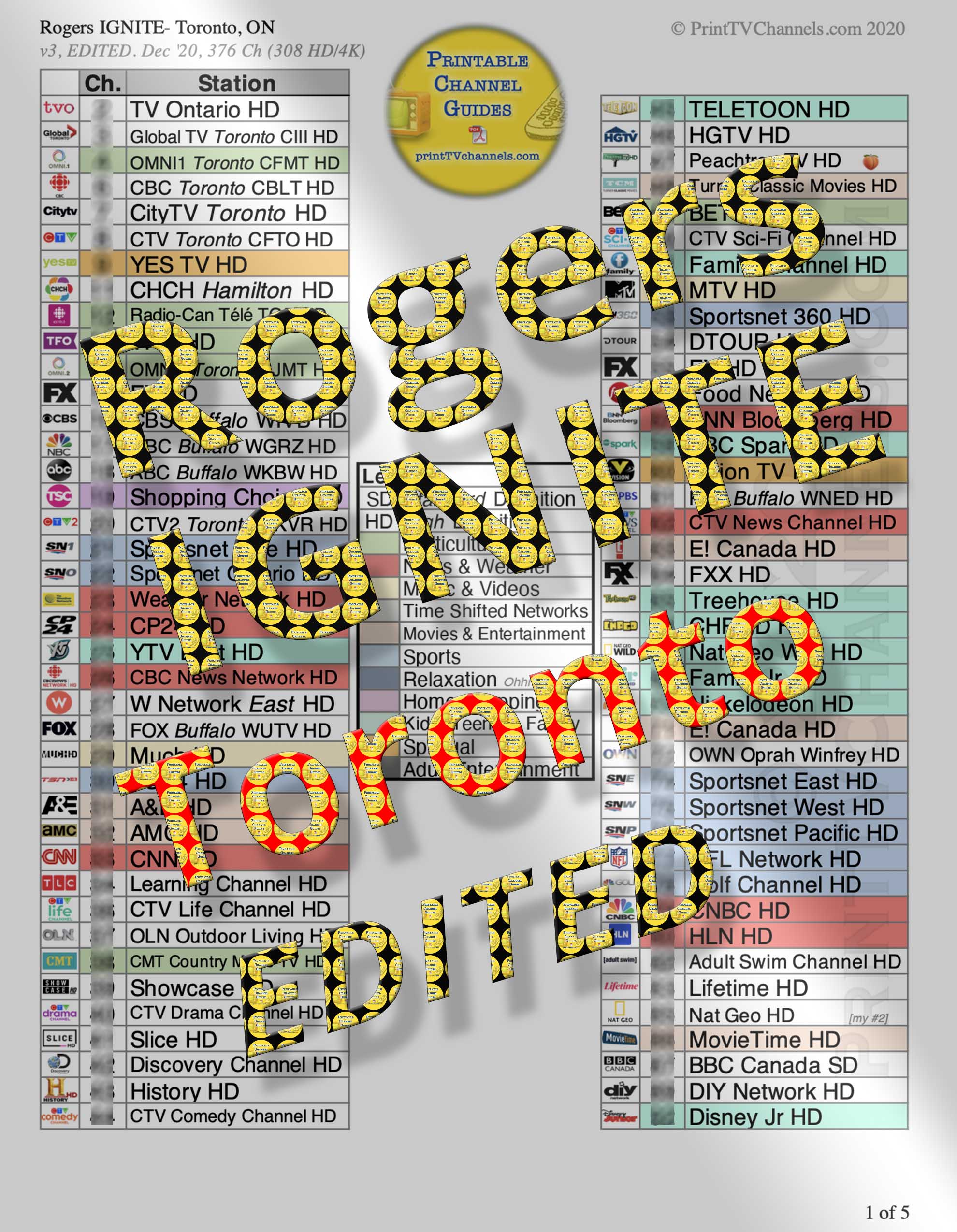 Rogers IGNITE TV Channel Guide Toronto Edited PREVIEW 