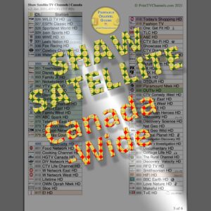 Preview Image: A print-friendly, colour-coded PDF file of all Shaw Direct Satellite TV channels across Canada. Complete (comprehensive) version with 6 pages and 455 channels (332 HD).