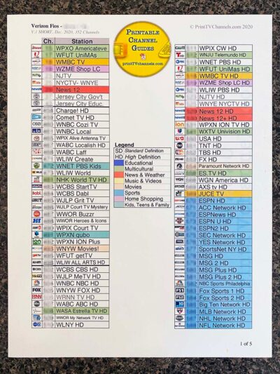 Photograph (profile view) of a TV Channel Guide for Verizon Fios digital television subscribers.