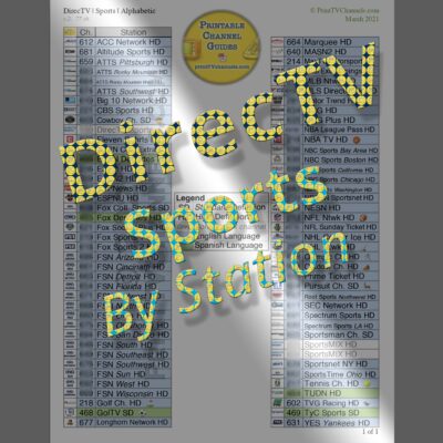 DirecTV Sports Channels | Arranged by TV Station Name | Free PDF!