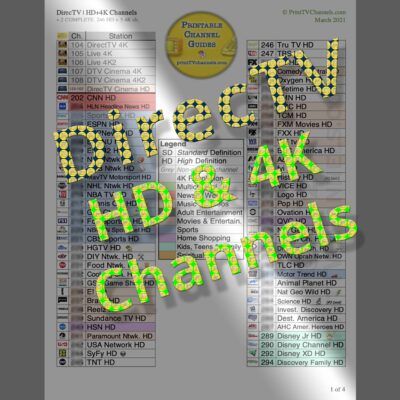 DirecTV Channel Lineup | HD + 4K Channels | Free PDF to Print!