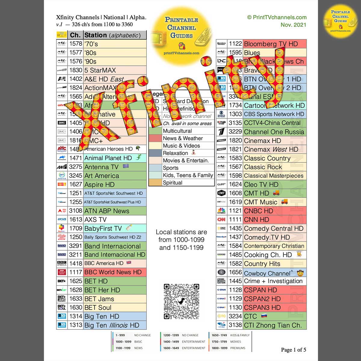 Printable Xfinity Channel Lineup Printable Form, Templates and Letter