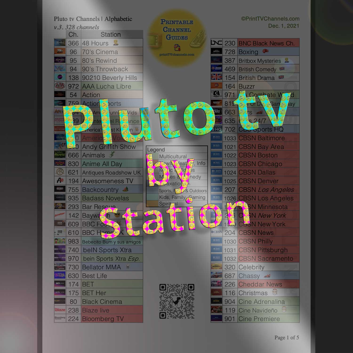 Complete | Alphabetical | 2021 - Printable Pluto TV Channel List