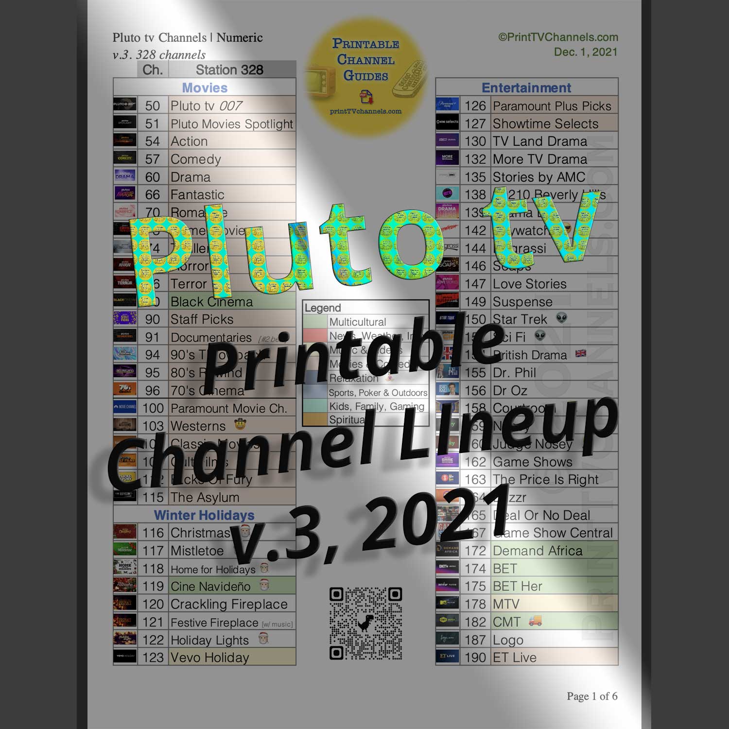 Printable Pluto TV Channels List 2021 PDF TV CHANNEL LINEUPS