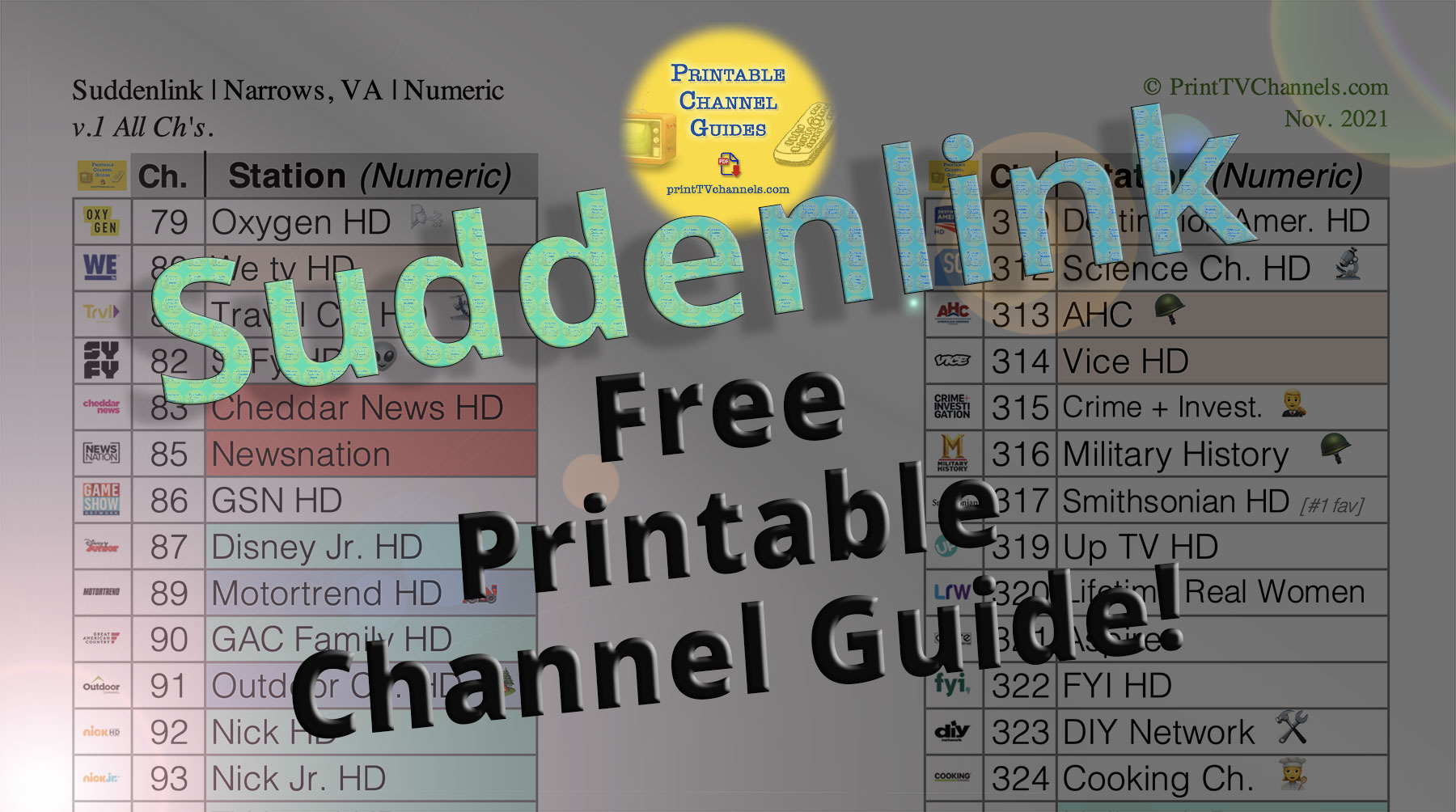 Suddenlink Channel Guide 2021 Printable PDF TV CHANNEL GUIDES