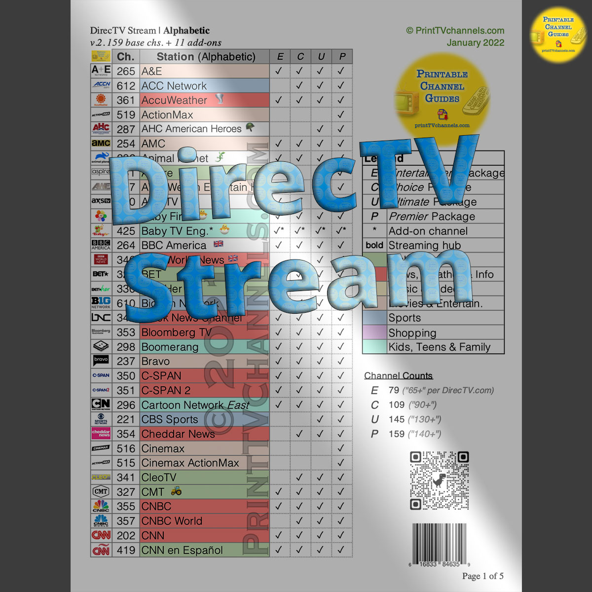 Printable DirecTV Stream Channel Lineup Guide Free PDF Download