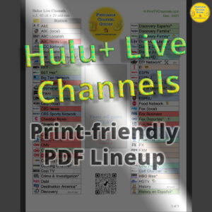 Hulu TV Channel List -- Alphabetical listing of all Hulu+ live TV channels in table (spreadsheet) format. v.3, updated Dec. 2021.