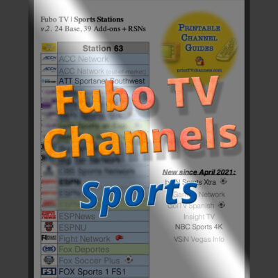 List of all 63 sports stations (base channels and extras) for FuboTV.