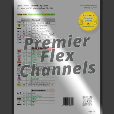 Rogers Ignite Premium Flex channel lineup guide (v.2. Jan. 2022). Clean preview image.