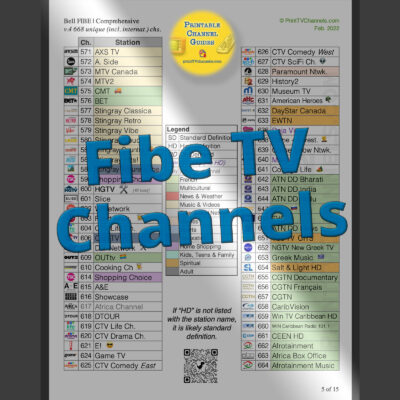 Full Bell Fibe TV Channels Lineup