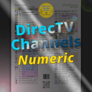 DirecTV Channel Guide PDF | Numeric 2022 — Printable lineup of DirecTV channels in a PDF channel guide that's free to download. This DTV channel list (v.3) is arranged by channel number. Color coded by TV station genre. Created March 4, 2022. Primary preview image of our PDF.