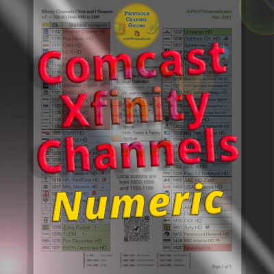Printable Xfinity Channel Lineup 2021 | Comcast Channel Guide PDF — This PDF channel lineup shows all nationwide Xfinity TV stations between channels 1100-3490. Several duplicates are included but this document cleans up the messy channel distribution in the sub-1000 region. Local stations not included. This is a print-friendly free and up-to-date PDF download.
