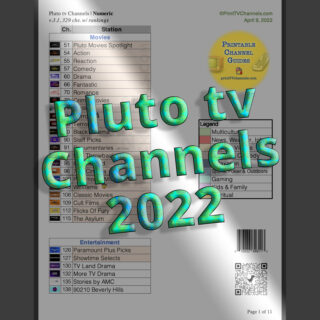 Pluto TV Channel List 2022 PDF | Printable, Large Font